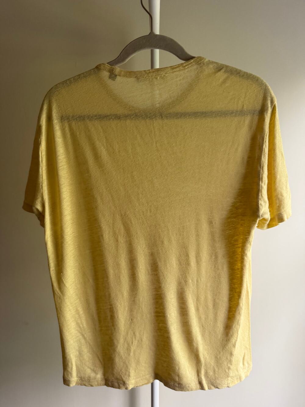 Vince Pale Yellow 100% Linen T-Shirt Men's XS